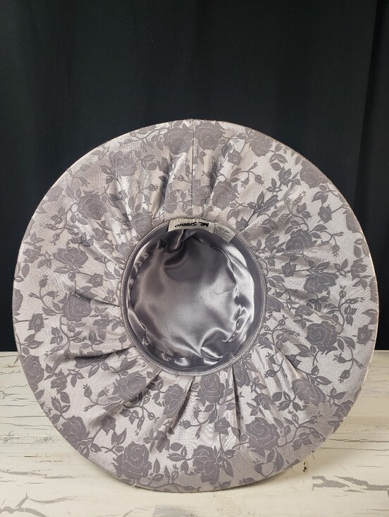 ML Studio Church Hat in Metallic Silver & Gray Floral Jacquard - OS (Size 7) main image 8
